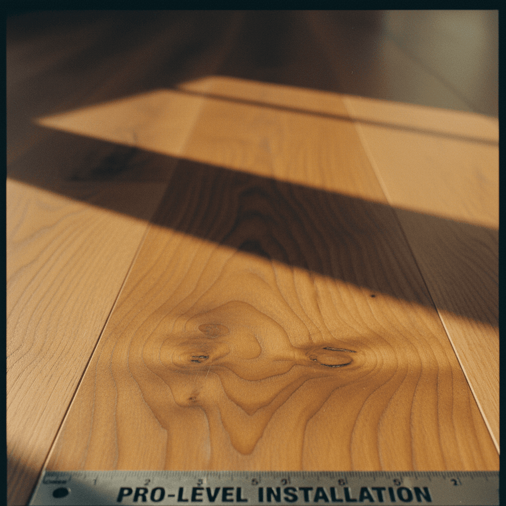 Close-up detail of engineered hardwood flooring quality