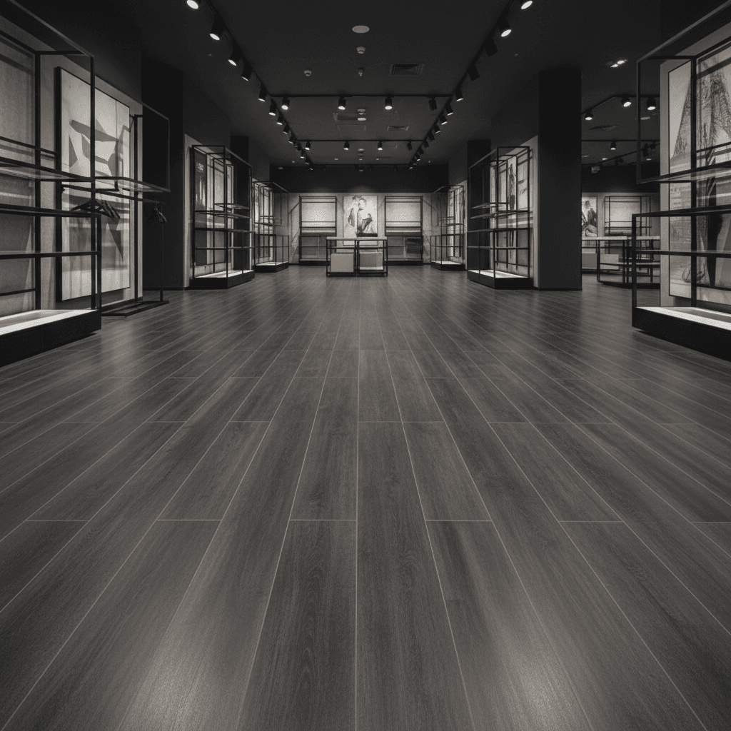 Vinyl plank flooring in commercial retail space