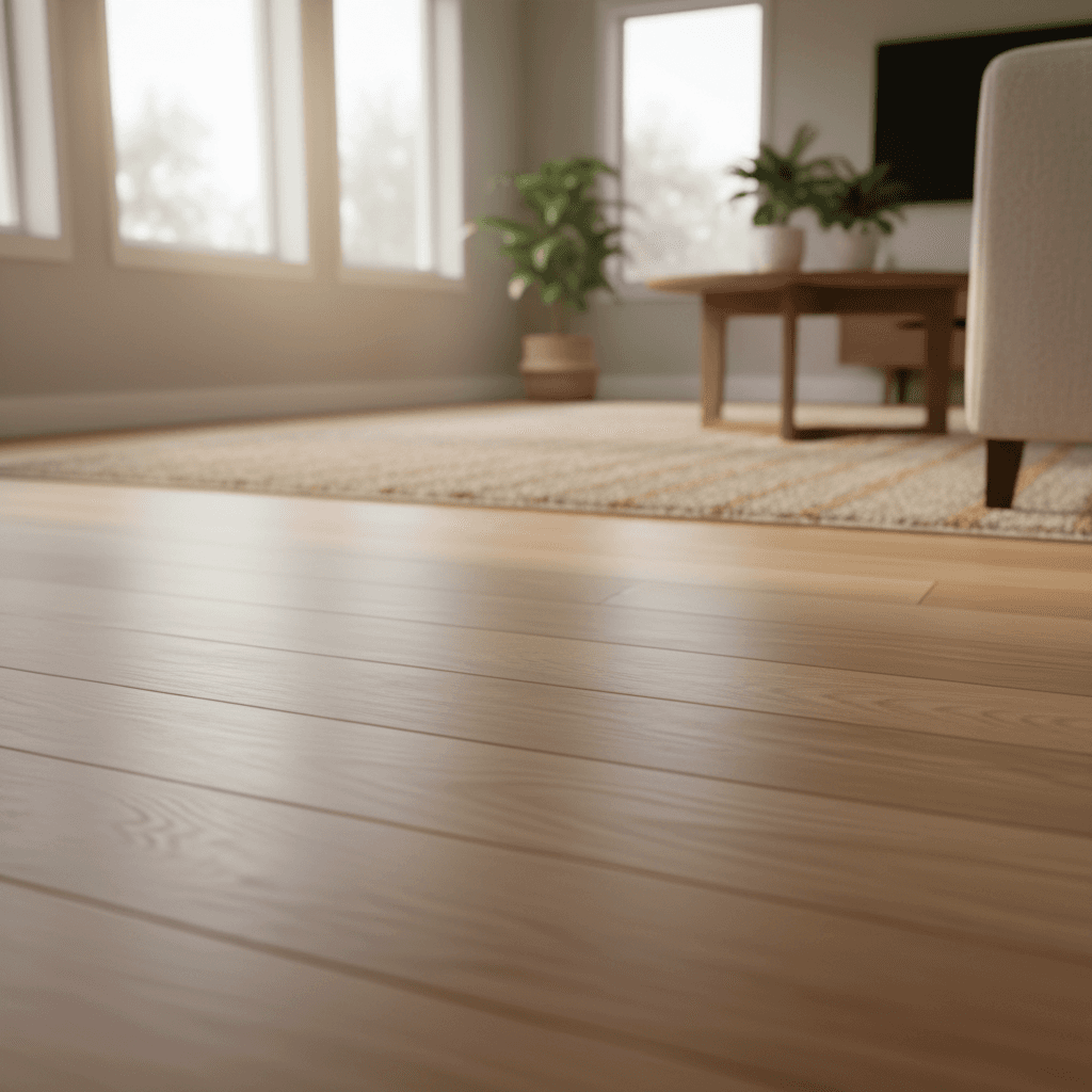 Hardwood floor installation in residential living room