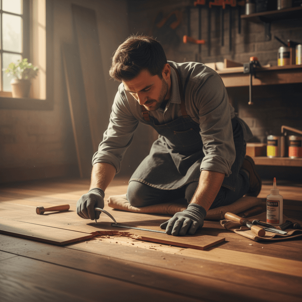 Flooring repair work on hardwood