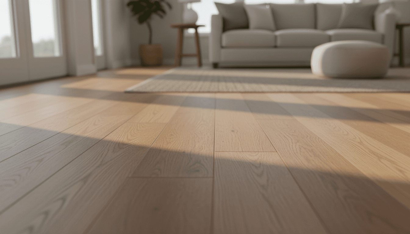 Newly installed hardwood flooring in residential home