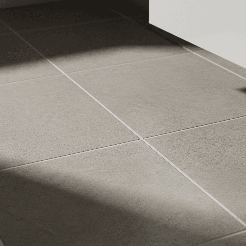Precision tile installation detail in bathroom flooring