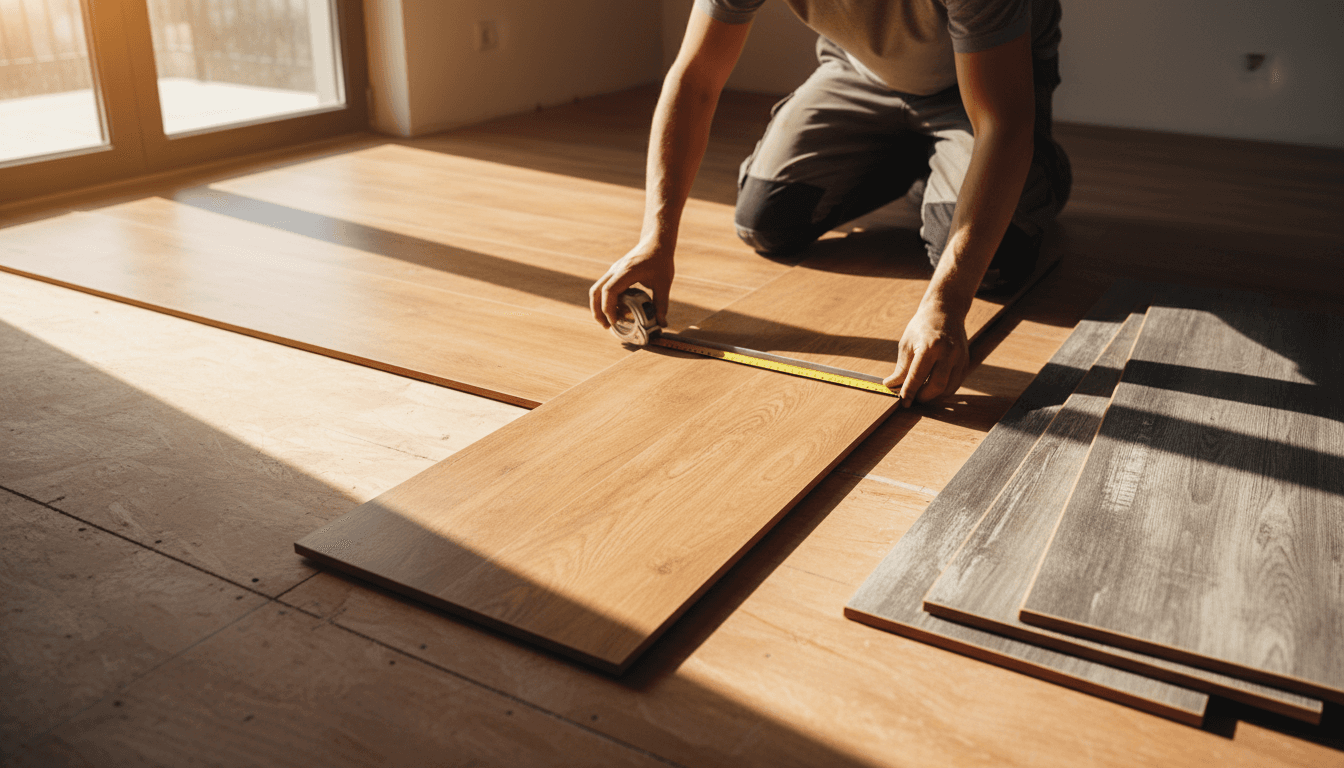 Professional flooring installation in progress with precision and care